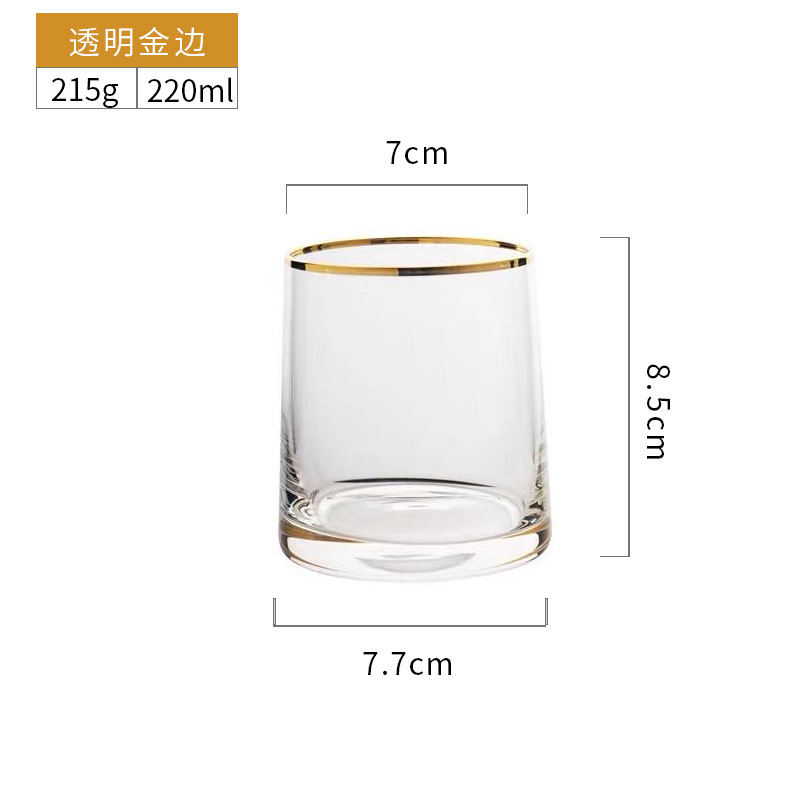 日式水杯手工七彩家用威士忌酒杯厚底离子镀水果汁杯创意玻璃杯女